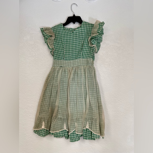 Vintage 60s dress with attached apron - Picture 3 of 6